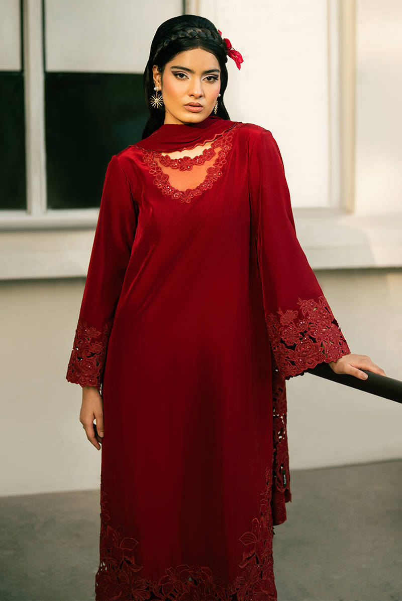 Picture of Cherry Red with Dupatta